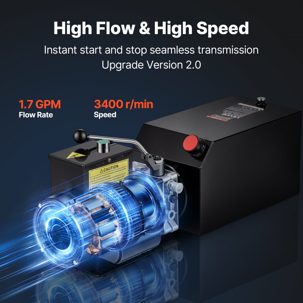 VEVOR Bomba Hidráulica 14,2 L 2,2 kW CA 220-240V para Remolques Basculantes, Unidad de Potencia Hidráulica Simple Efecto, Presión Máxima de Alivio 22 MPa, Caudal de 6,3 L/min, para Elevación de Coches