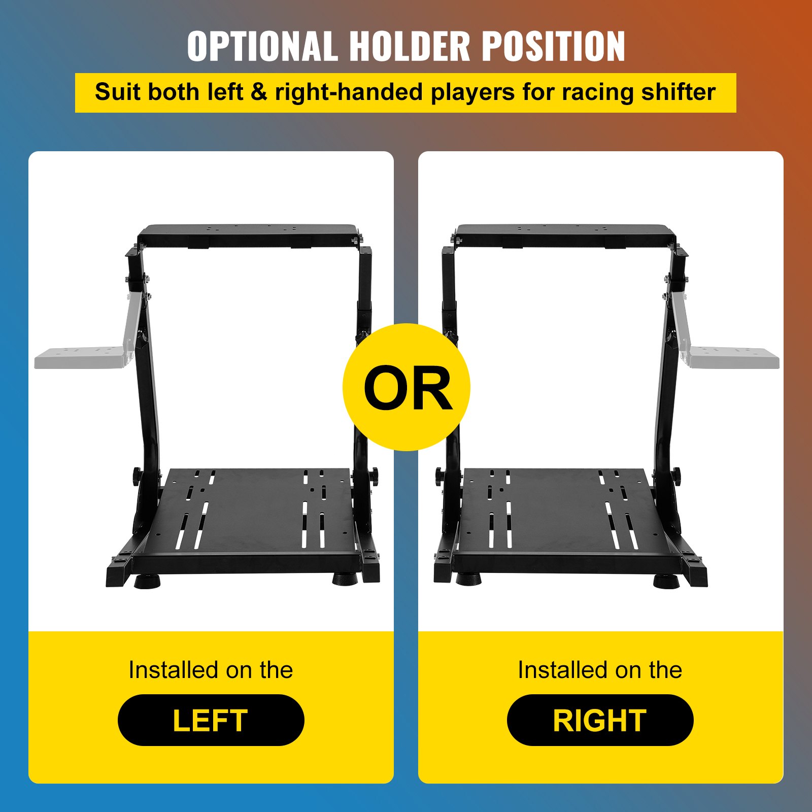 VEVOR Soporte para Volante 61 x 45 x 58-77 cm Acero al Carbono Simulador Conducción para Pedal Logitech G25, G27, G29, G920 Thrustmaster T300RS Fanatec Simcube (Sin Soporte de Cambio de Marchas)