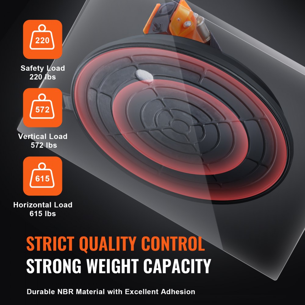 VEVOR suction lifter made of NBR, glass lifter φ203mm, vacuum lifter, load capacity 99-278kg, glass suction cup, operating temperature -20 to 60℃, plate lifter, vacuum suction cup with ABS handle, including storage box and gloves