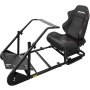 Simulador de carreras VEVOR con asiento negro y marco ajustable para jugar.