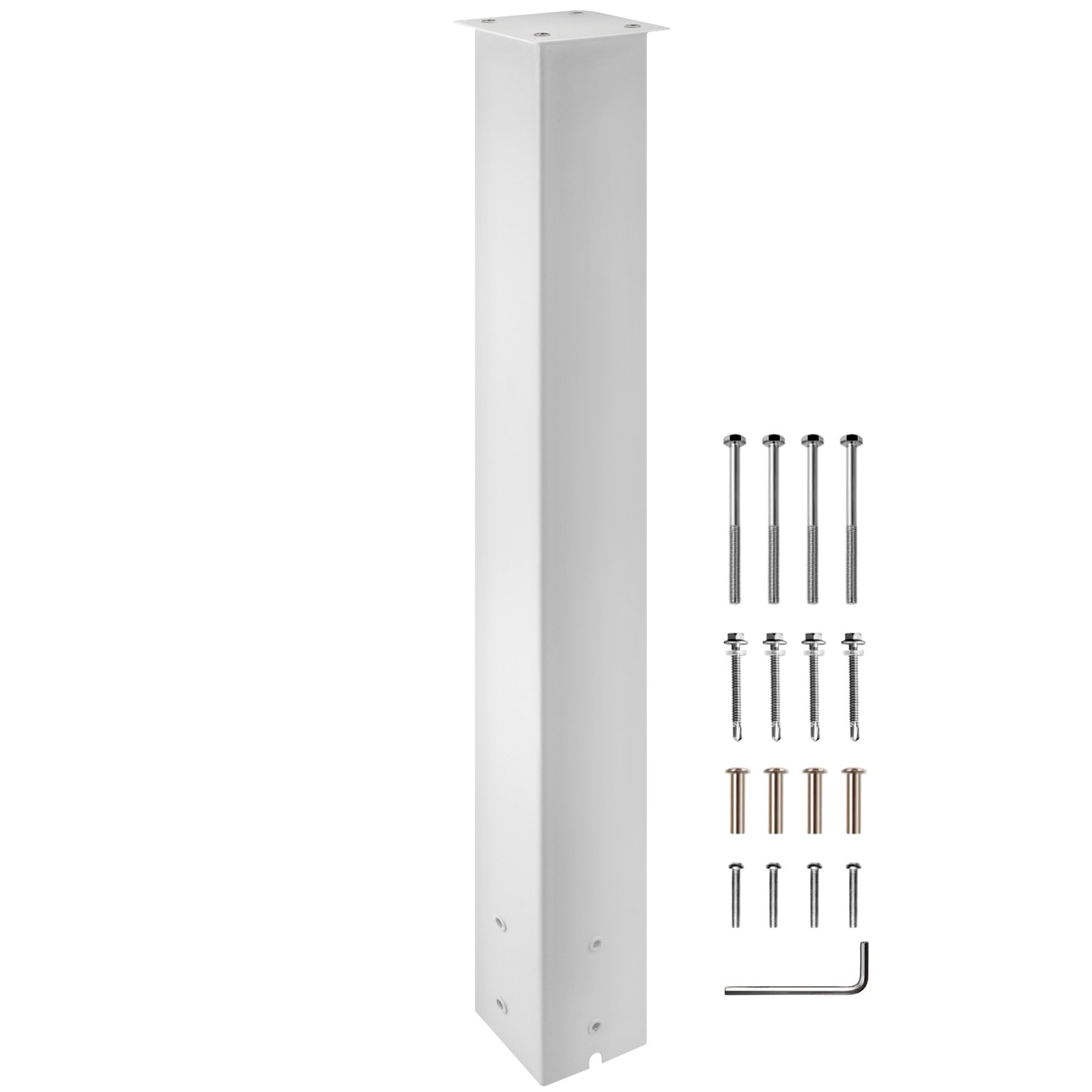 VEVOR Poste de Buzón 109,5 cm Soporte de Buzón con Recubrimiento en Polvo Soporte de Poste de Acero Q235 Poste de Montaje en Superficie para Acera y Calle de Acera Poste de Correo Universal, Blanco