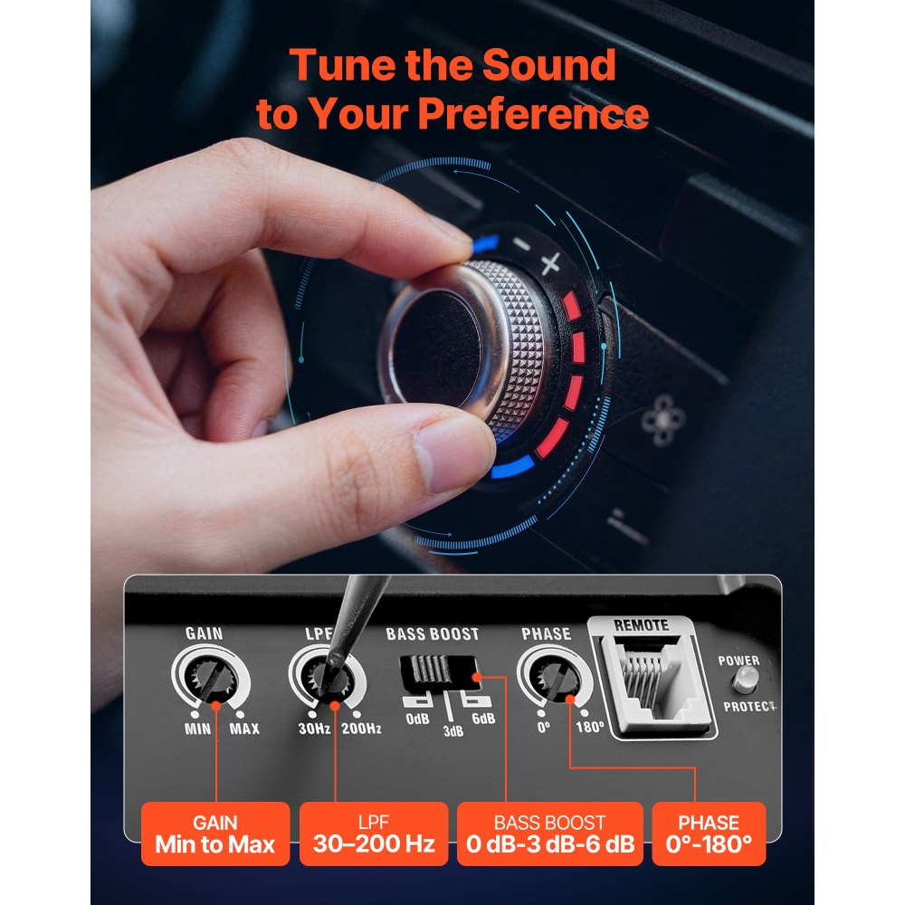 VEVOR Paquete de Subwoofer y Amplificador 490W RMS 305 mm, Subwoofer Dual con Carcasa, Amplificador Independiente y Juego de Cableado, para Maleteros de Vehículos y Sistemas de Audio de Coche