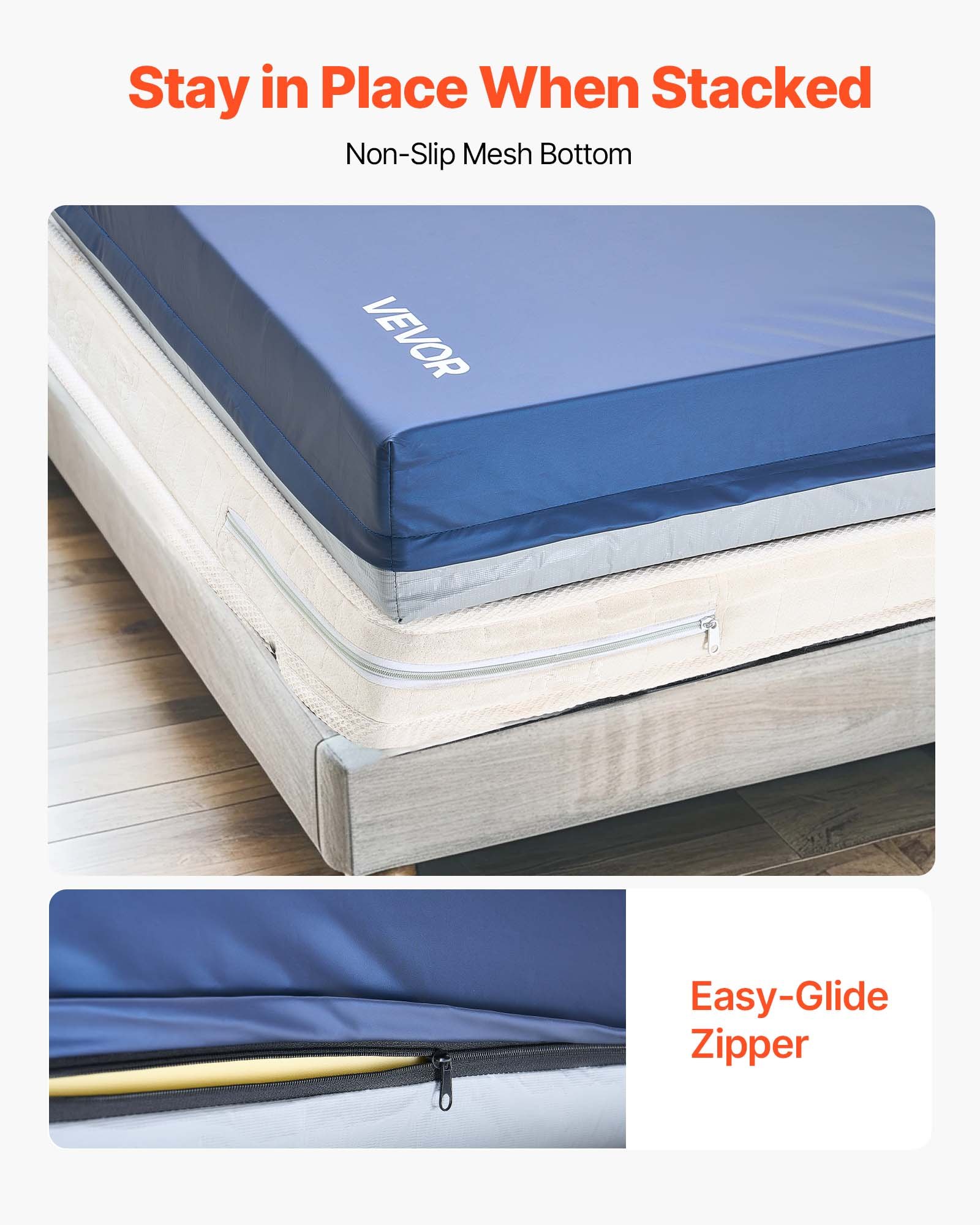 VEVOR Hospital Bed Mattress, 295 kg Load, Long Term Care Pressure Redistribution Medical-Grade Dual Layer Foam Mattress, Waterproof for Bedsore Treatment Nursing Home & Home Care, 1067 x 2030 x 153 mm