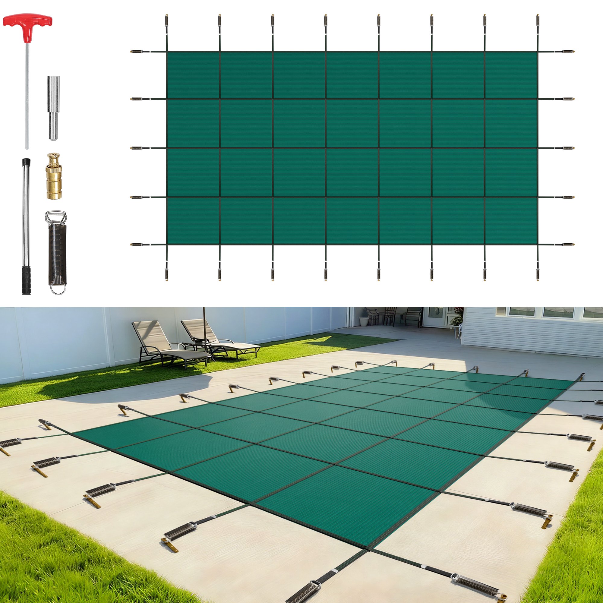 VEVOR Cubierta Rectangular de Protección para Piscinas Tubulares 548.64x1097.28CM Cobertor para Piscina Mejor Drenaje