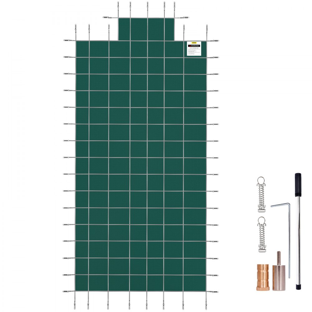 Cubierta rectangular de seguridad para piscina, sección de paso verde, 4x8 pies, invierno al aire libre