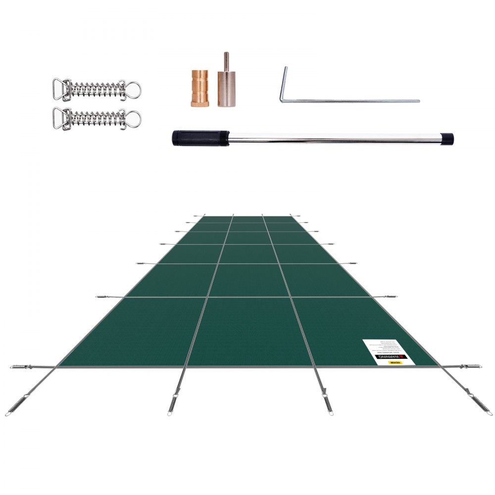 VEVOR Cubierta de Seguridad para Piscina Tamaño de Cubierta 6,7 x 12,8 m Cobertor para Piscina Rectangular Tamaño de Piscina 6,1 x 12,2 m Lona de Piscina para Piscinas Enterradas de Hogar Jardín Hotel