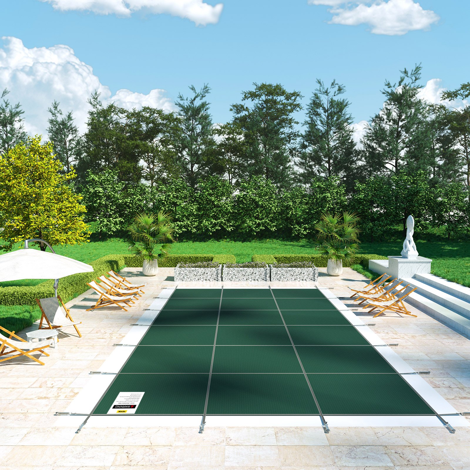 VEVOR Cubierta de Seguridad para Piscina Tamaño de Cubierta 6,7 x 12,8 m Cobertor para Piscina Rectangular Tamaño de Piscina 6,1 x 12,2 m Lona de Piscina para Piscinas Enterradas de Hogar Jardín Hotel