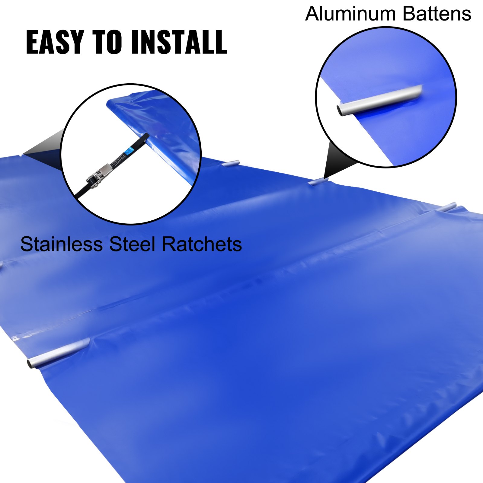 VEVOR Cubierta de Seguridad para Piscina Tamaño de 3,2 x 6,2 m Cobertor de Piscina Rectangular Tamaño de Piscina de 2,9 x 5,9 m Lona de Piscina de PVC Color Azul Fácil de Instalar y Prevenir Escombros