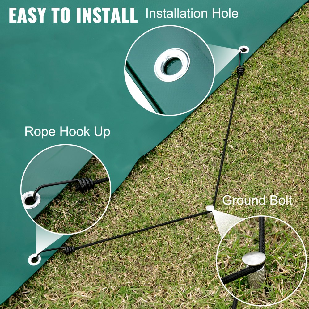 VEVOR Cubierta de Seguridad para Piscina, Tamaño de 3,5 x 6 m Cobertor de Piscina Rectangular, Tamaño de Piscina de 3,2 x 5,7 m Lona de Piscina de PVC Verde, Fácil de Instalar y Prevenir Escombros