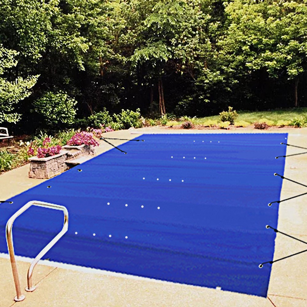 VEVOR Cubierta de Seguridad para Piscina, Tamaño de 4 x 7 m Cobertor de Piscina Rectangular, Tamaño de Piscina de 3,7 x 6,7 m Lona de Piscina de PVC Azul, Fácil de Instalar y Prevenir Escombros