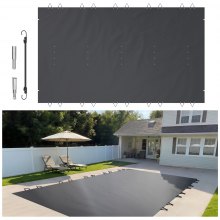 VEVOR Cubierta de Seguridad para Piscina Tamaño de 4 x 7 m Cobertor de Piscina Rectangular, Tamaño de Piscina de 3,7 x 6,7 m Lona de Piscina de PVC Color Carbón, Fácil de Instalar y Prevenir Escombros