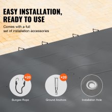 VEVOR Cubierta de Seguridad para Piscina de 4 x 8 m, Material de PVC Carbón