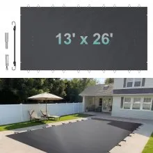 VEVOR Cubierta de Seguridad para Piscina 4 x 8 m Cobertor de Piscina Tamaño de Piscina 3,7 x 7,7 m, con 24 Tornillos de Tierra, para Todo Tipo de Piscinas como Hogar, Jardín, Hotel