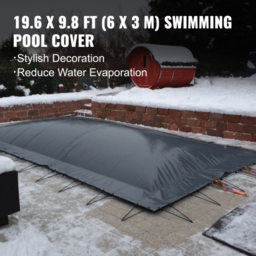VEVOR Tamaño 6 x 3 m Cubierta de Seguridad de Piscina PVC Carbón Rectangular
