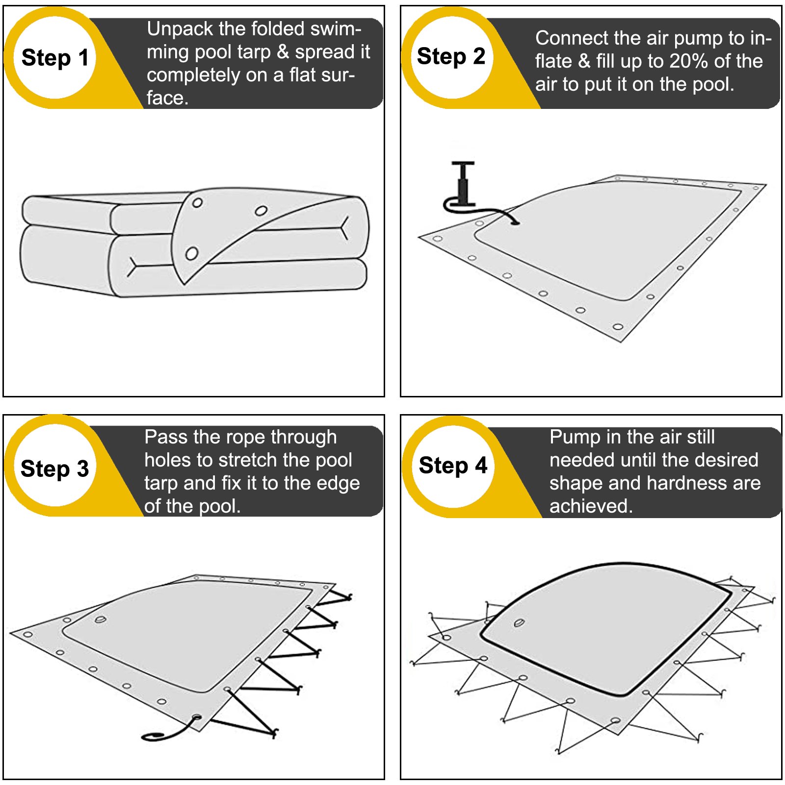 VEVOR Tamaño 6 x 3 m Cubierta de Seguridad de Piscina PVC Carbón Rectangular