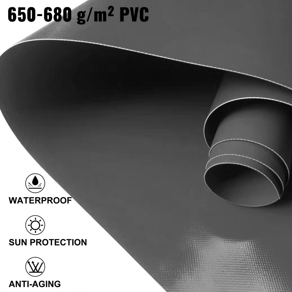 VEVOR Cubierta de Seguridad para Piscina, Diámetro de 7 m Cobertor de Piscina Redondo, Diámetro de Piscina de 6,7 m Lona de Piscina de PVC Color Carbón, Fácil de Instalar y Prevenir Escombros y Hojas