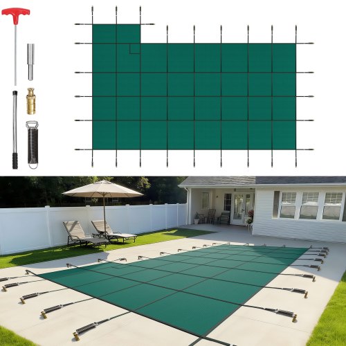 VEVOR Cubierta de Piscina Enterrada 6,7x12,8 m Cubierta de Seguridad Rectangular