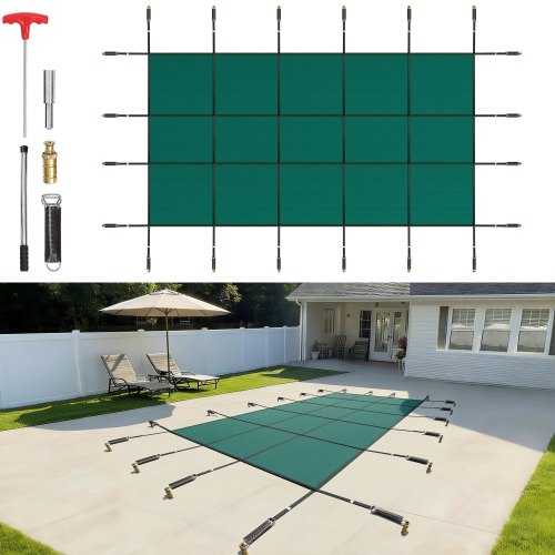 VEVOR Cubierta de Piscina Enterrada 4,27x7,93m Cubierta de Seguridad Rectangular