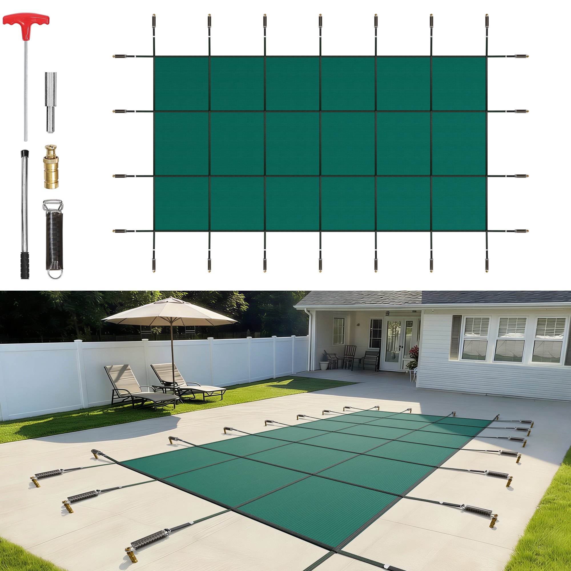 VEVOR Cubierta de Piscina Enterrada 4,87x9,14m Cubierta de Seguridad Rectangular