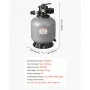 VEVOR Filtro de Arena Duradero de 45 cm y 151,4 LPM, para Piscinas Elevadas Enterradas, con Válvula Multipuerto de 7 Vías, Retrolavado, Enjuague, Recirculación, Desagüe, Invierno y Modos Cerrados
