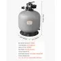 VEVOR Filtro de Arena de 609,6 mm y 246,1 LPM, para Piscinas Elevadas Enterradas, PE, con Válvula Multipuerto de 7 Vías, Retrolavado, Enjuague, Recirculación, Desagüe, Invierno y Modos Cerrados