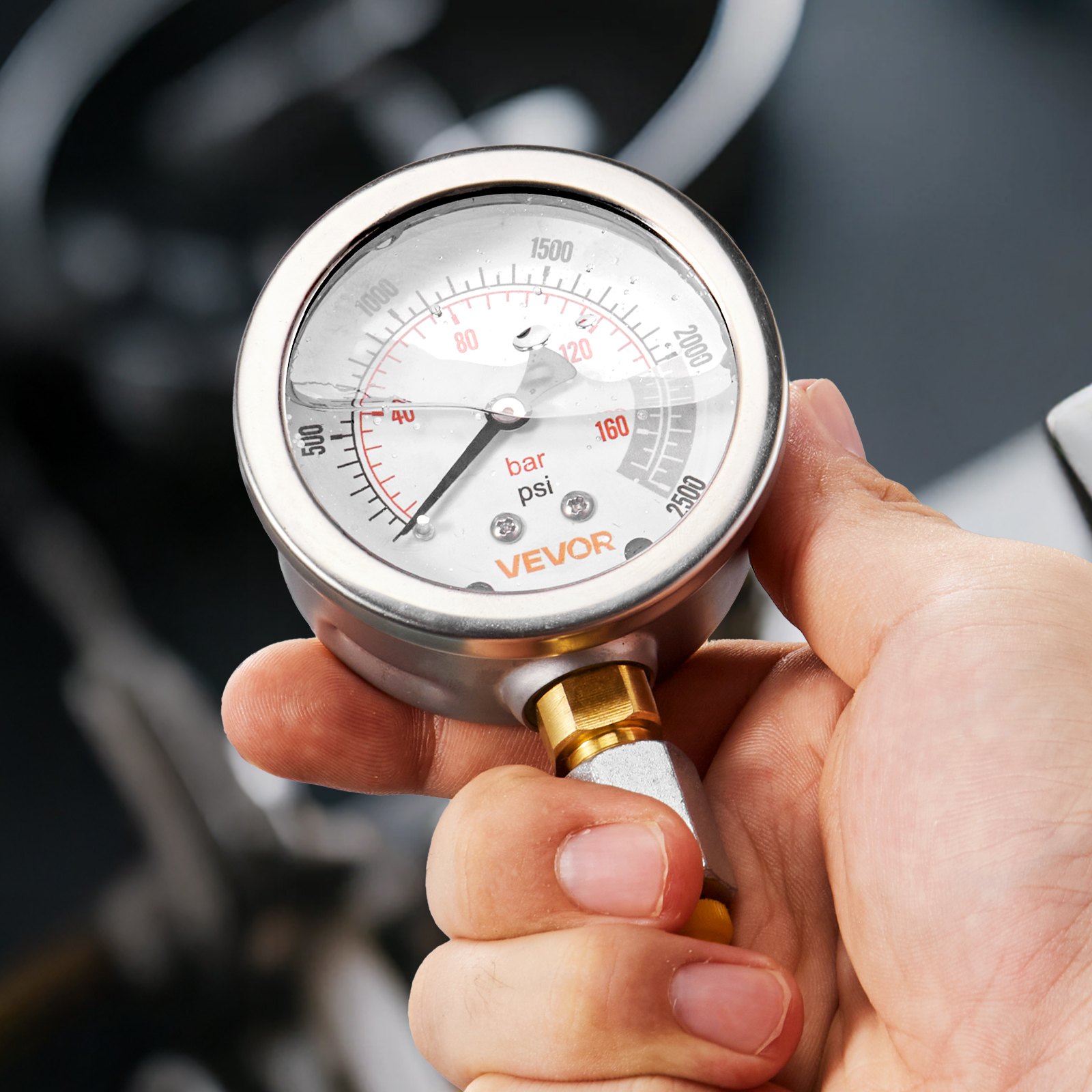 VEVOR Kit de Prueba de Presión Hidráulica, de 10/60/160/400/600 bar, Incluye 5 Manómetros, 20 Acoplamientos, 4 Acoplamientos Rápidos y 3 Mangueras para Excavadoras y Maquinaria de Construcción