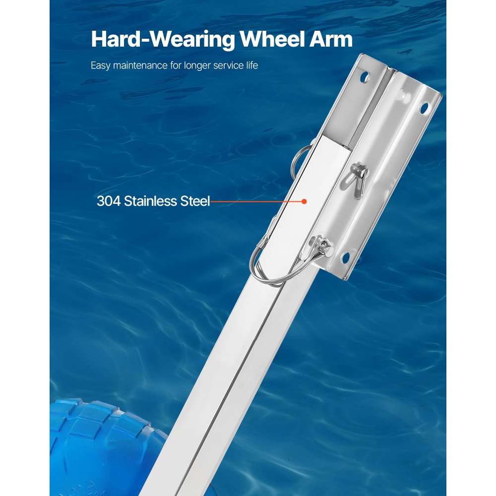 VEVOR Ruedas de Lanzamiento de Barco de 250mm, Carga máxima 136,1kg, Ruedas de Botadura de Acero Inoxidable 304 con Pasadores y 2 Neumáticos de PVC para Transporte, Barco Inflable hasta 4m de Longitud