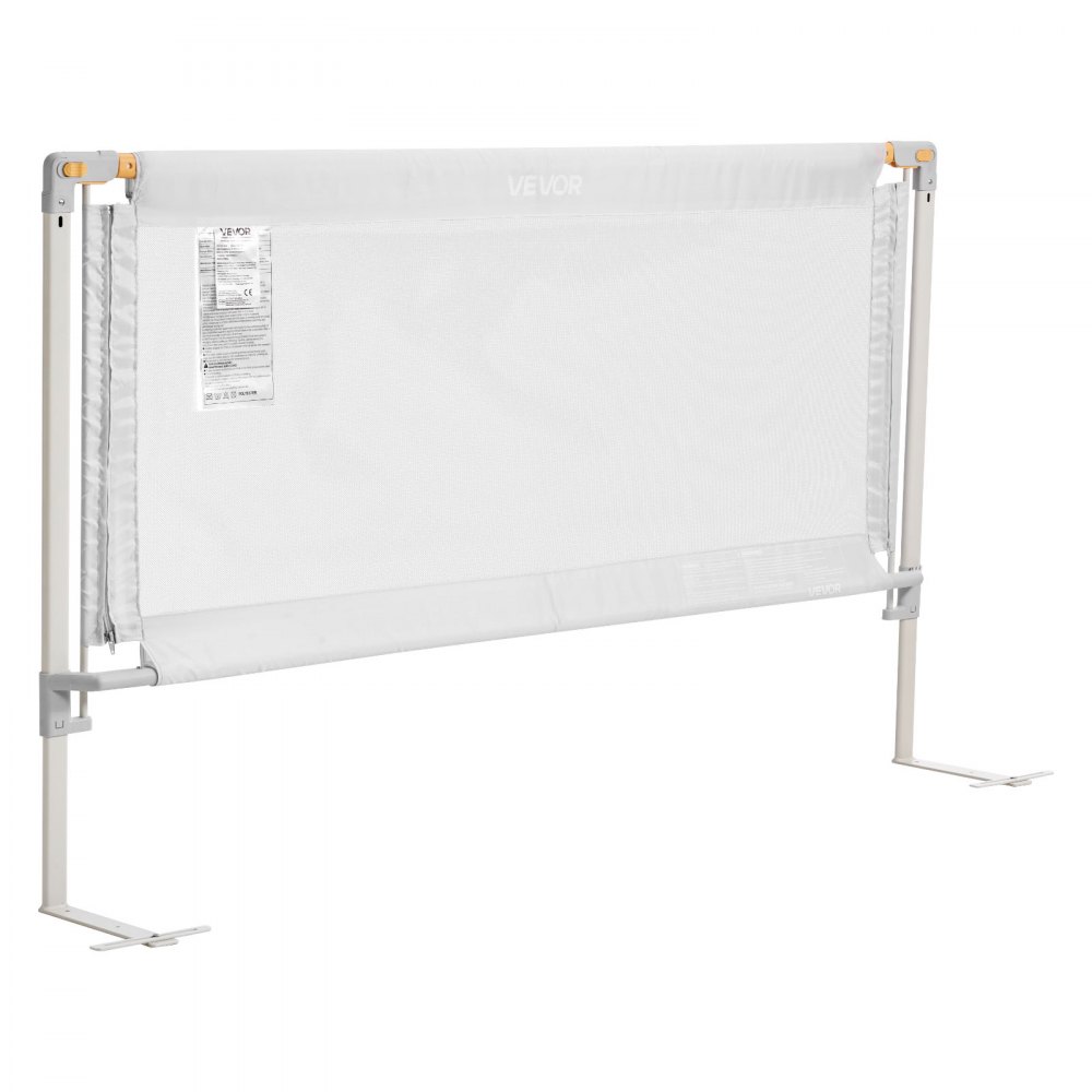 VEVOR Barandilla de Cama Infantil de 3 Lados, Tubo de Hierro Reforzado, Tela Oxford, Altura Ajustable de 68 a 89 cm, para Camas Tamaño Queen, Grosor de Colchón de 5 a 27 cm, 2000 x 620 mm, Gris