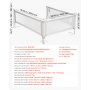 VEVOR Barandilla de Cama Infantil de 3 Lados, Tubo de Hierro Reforzado, Tela Oxford, Altura Ajustable de 68 a 89 cm, para Camas Tamaño Queen, Grosor de Colchón de 5 a 27 cm, 2000 x 620 mm, Gris