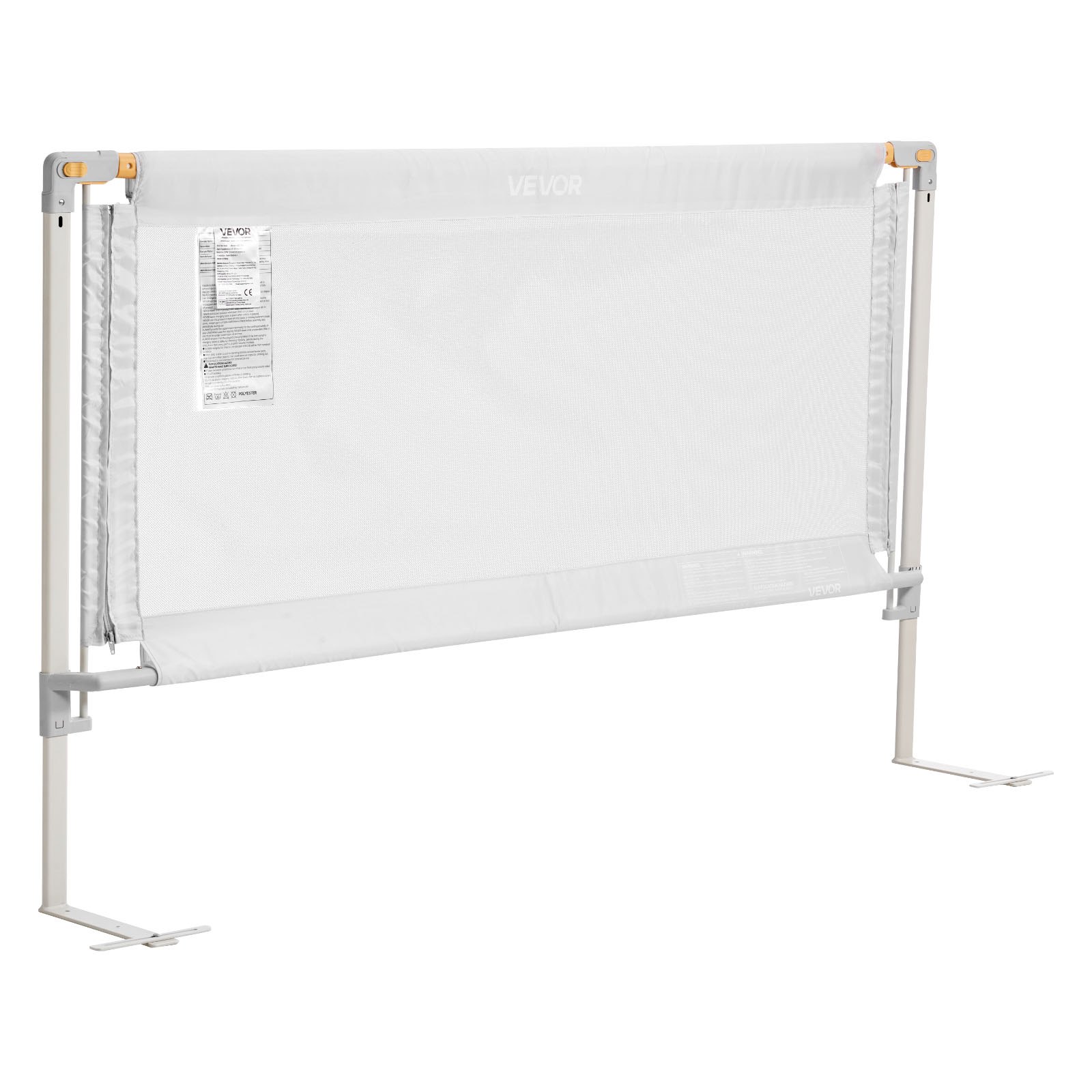 VEVOR Barandilla de Cama Infantil de 3 Lados, Tubo de Hierro Reforzado, Tela Oxford, Altura Ajustable de 68 a 89 cm, para Camas Tamaño Queen, Grosor de Colchón de 5 a 27 cm, 2000 x 620 mm, Gris