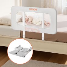 VEVOR Barandilla de Cama Infantil, con Tubo de Hierro Reforzado y Tela Oxford, Altura Ajustable de 45 a 67 cm para Colchones 5 a 30 cm de Grosor, Base en Forma de U, 800 x 670 mm, Gris, 1 ud