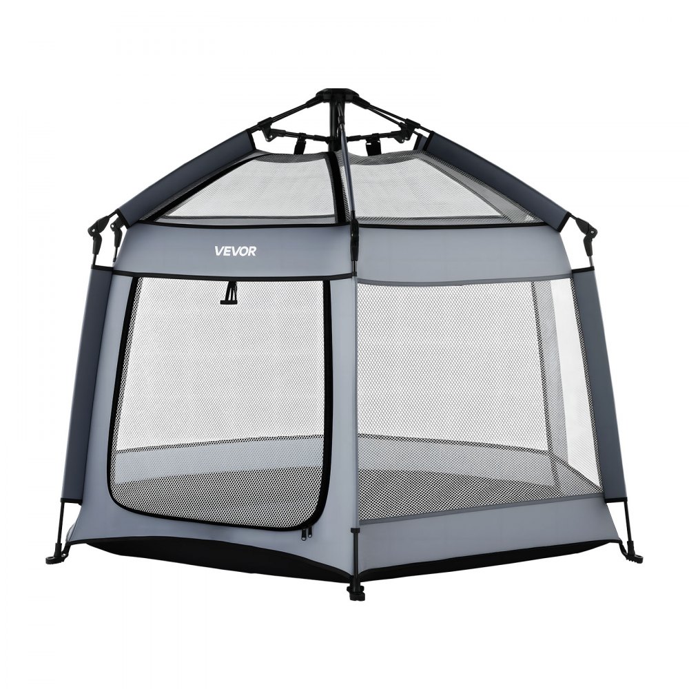 VEVOR Parque Infantil Plegable con Dosel, Interiores y Exteriores, para Bebés y Niños Pequeños con Parasoles UPF 50+ y Bolsa de Viaje para Casa, Parque, Playa, y Ligero, 1500 x 1500 x 1060 mm