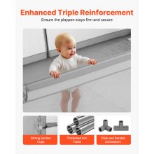 VEVOR Parque Infantil Grande para Niños Pequeños, Zona de Juegos con Valla para Interior y Exterior con 50 Pelotas de Océano, Puerta con Cremallera y Malla Transpirable, 2060 x 1545 x 650 mm