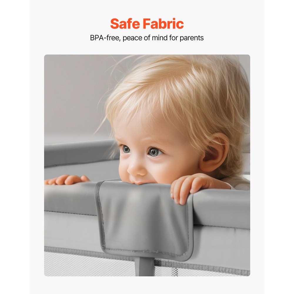 VEVOR Parque Infantil, Ideal para Niños Pequeños, para Interior y Exterior, con 50 Pelotas de Océano, Puerta con Cremallera y Malla Transpirable, Forma Rectangular, Gris, 2060 x 1840 x 650 mm