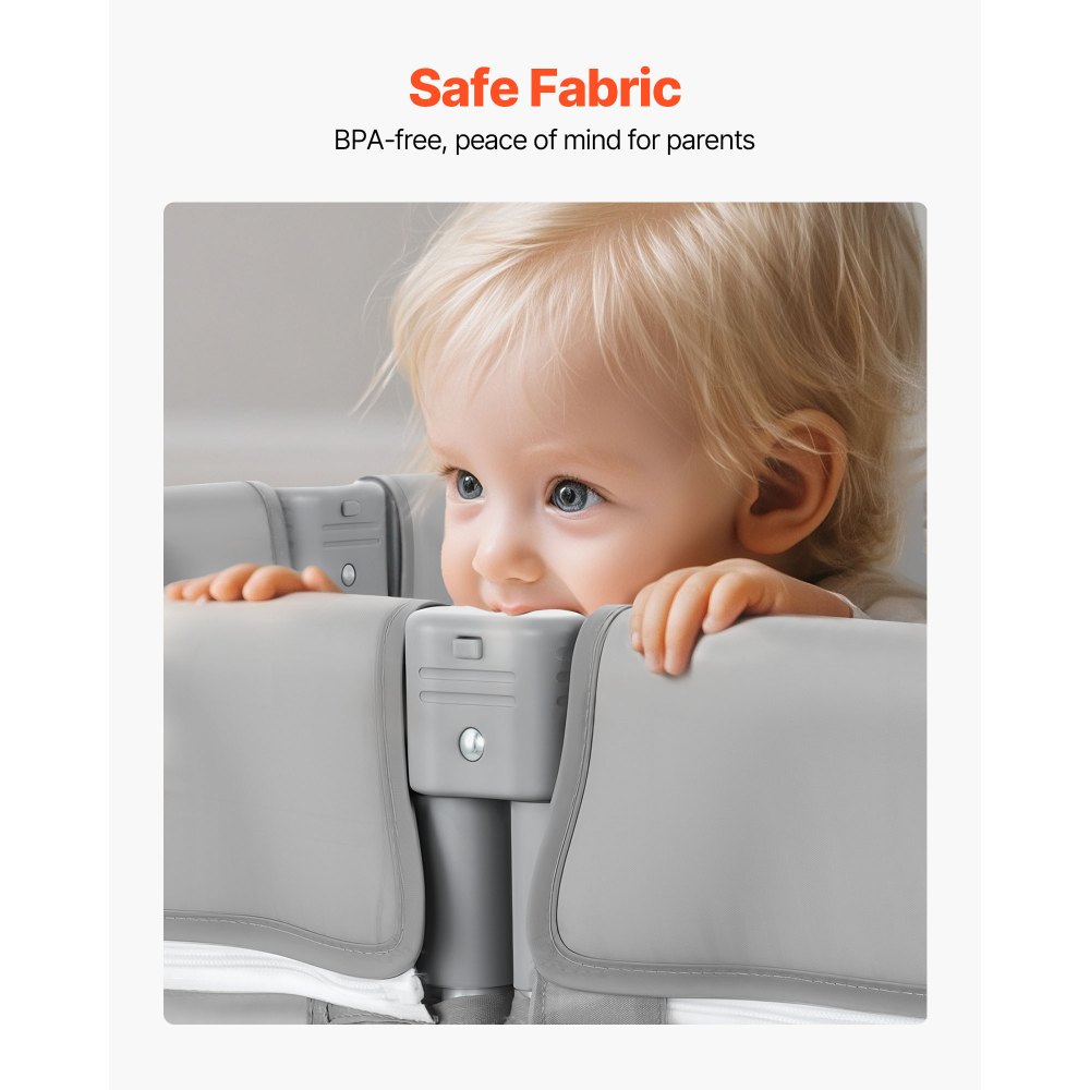 VEVOR Parque Infantil Plegable, con Puerta con Cremallera y Malla Transpirable Suave, Centro de Actividades Seguro para Uso en Interiores y Exteriores, Forma Amorfo, Gris, 2070 x 1850 x 695 mm