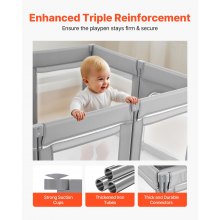 VEVOR Parque Infantil Plegable, con Puerta con Cremallera y Malla Transpirable Suave, Centro de Actividades Seguro para Uso en Interiores y Exteriores, Forma Amorfo, Gris, 2070 x 1850 x 695 mm