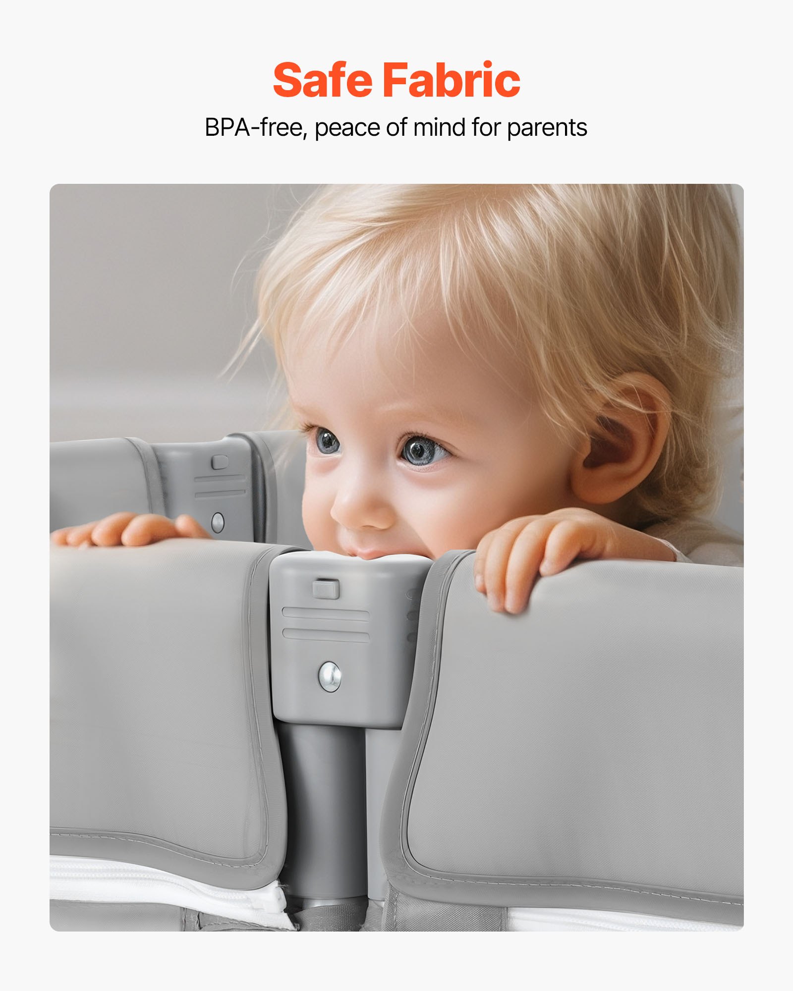 VEVOR Parque Infantil Plegable, con Puerta con Cremallera y Malla Transpirable Suave, Centro de Actividades Seguro para Uso en Interiores y Exteriores, Forma Amorfo, Gris, 2070 x 1850 x 695 mm