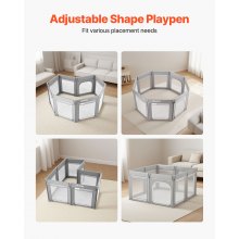 VEVOR Parque Infantil Plegable, con Puerta con Cremallera y Malla Transpirable Suave, Centro de Actividades sin Huecos para Niños 6 a 24 Meses, para Dormitorios, Exteriores, 1270 x 1270 x 695 mm