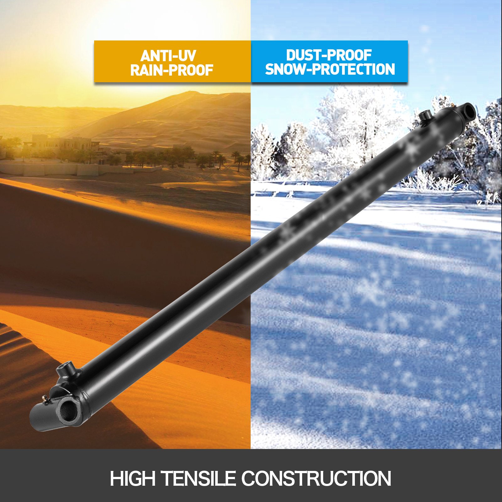 VEVOR Cilindro Hidráulico Cilindro de Ariete Hidráulico de Carrera de 50 mm de Diámetro 914 mm Cilindros Hidráulicos de 3000 PSI Tubo Transversal de Doble Acción Soldado Cilindro de Elevación