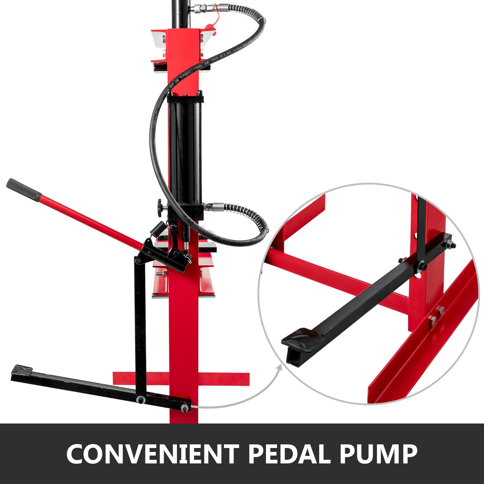 VEVOR Taller Prensa Hidraulica 12T, Prensa Hidraulica Taller 12T, Prensa Taller, Prensa Hidráulica de Taller, Fuerza de Presión, con Acero de Alta Resistencia Rojo, con Bomba de Pedal