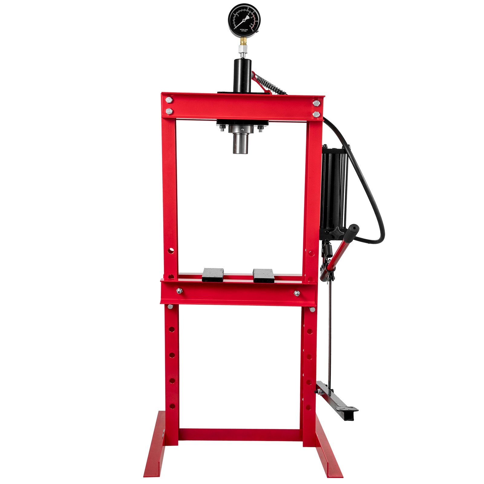 VEVOR Taller Prensa Hidraulica 12T, Prensa Hidraulica Taller 12T, Prensa Taller, Prensa Hidráulica de Taller, Fuerza de Presión, con Acero de Alta Resistencia Rojo, con Bomba de Pedal