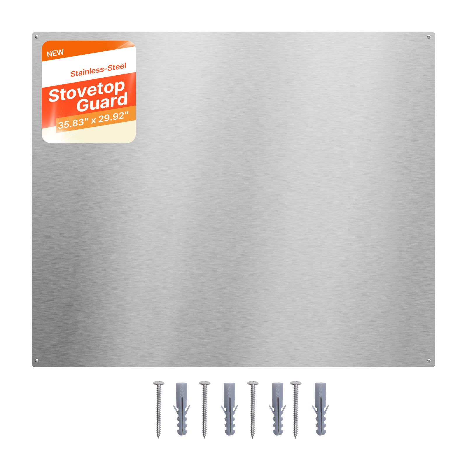 VEVOR Protector contra Salpicaduras 910 x 760 x 0,7 mm, Panel Antisalpicaduras de Acero Inoxidable, Panel Metálico de Pared para Campana Extractora, Orificios Pretaladrados, para Estufa, Cocina