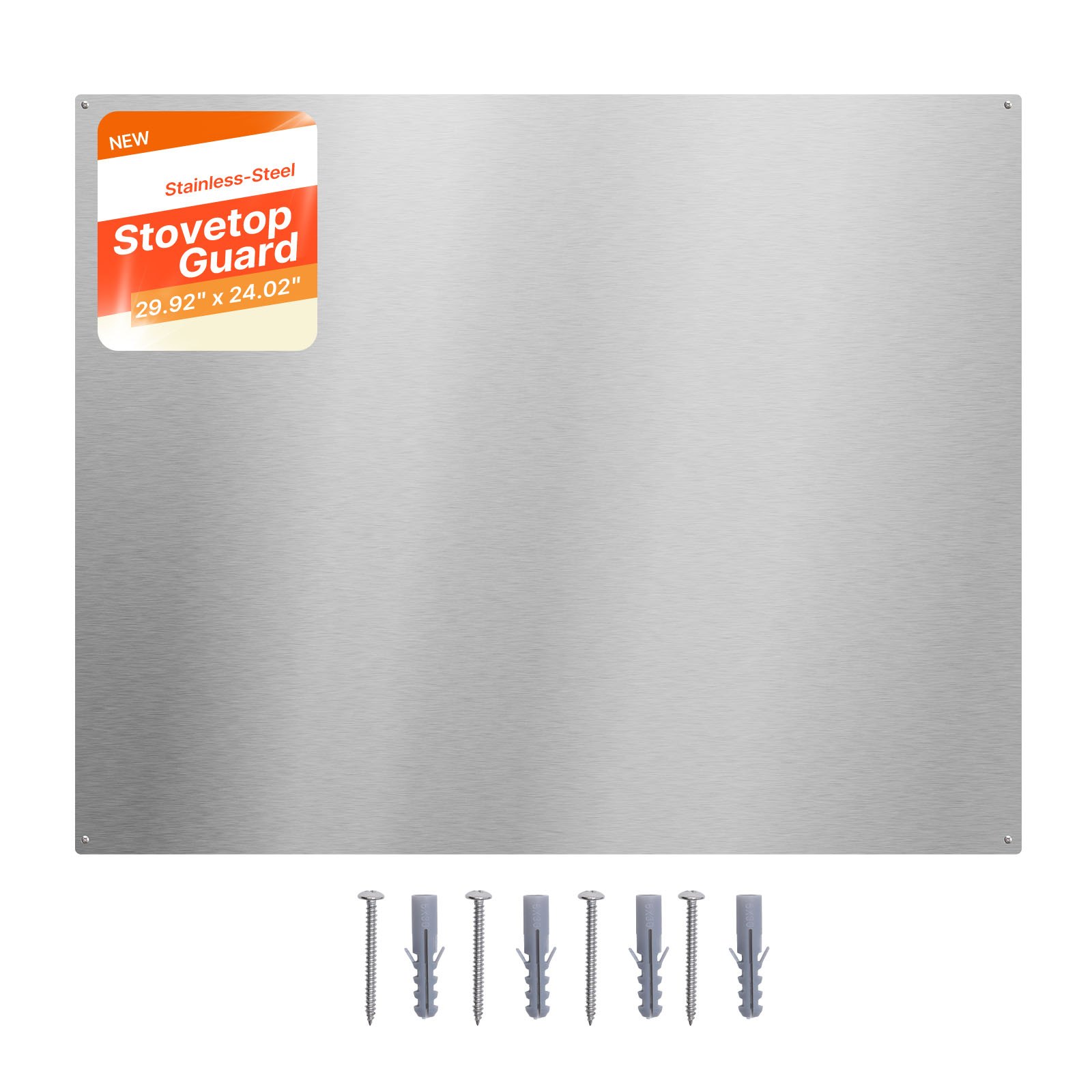 VEVOR Protector contra Salpicaduras 760 x 610 x 0,7 mm, Panel Antisalpicaduras de Acero Inoxidable, Panel Metálico de Pared para Campana Extractora, Orificios Pretaladrados, para Estufa, Cocina