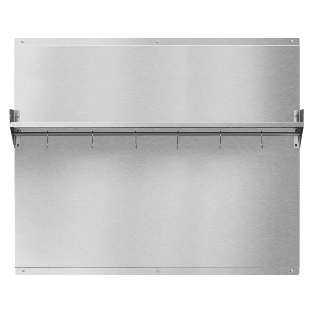 VEVOR Protector contra Salpicaduras 910 x 760 mm, Panel Antisalpicaduras de Acero Inoxidable, con Estante de Almacenamiento y Soporte para Colgar, Orificios Pretaladrados, para Campana Extractora