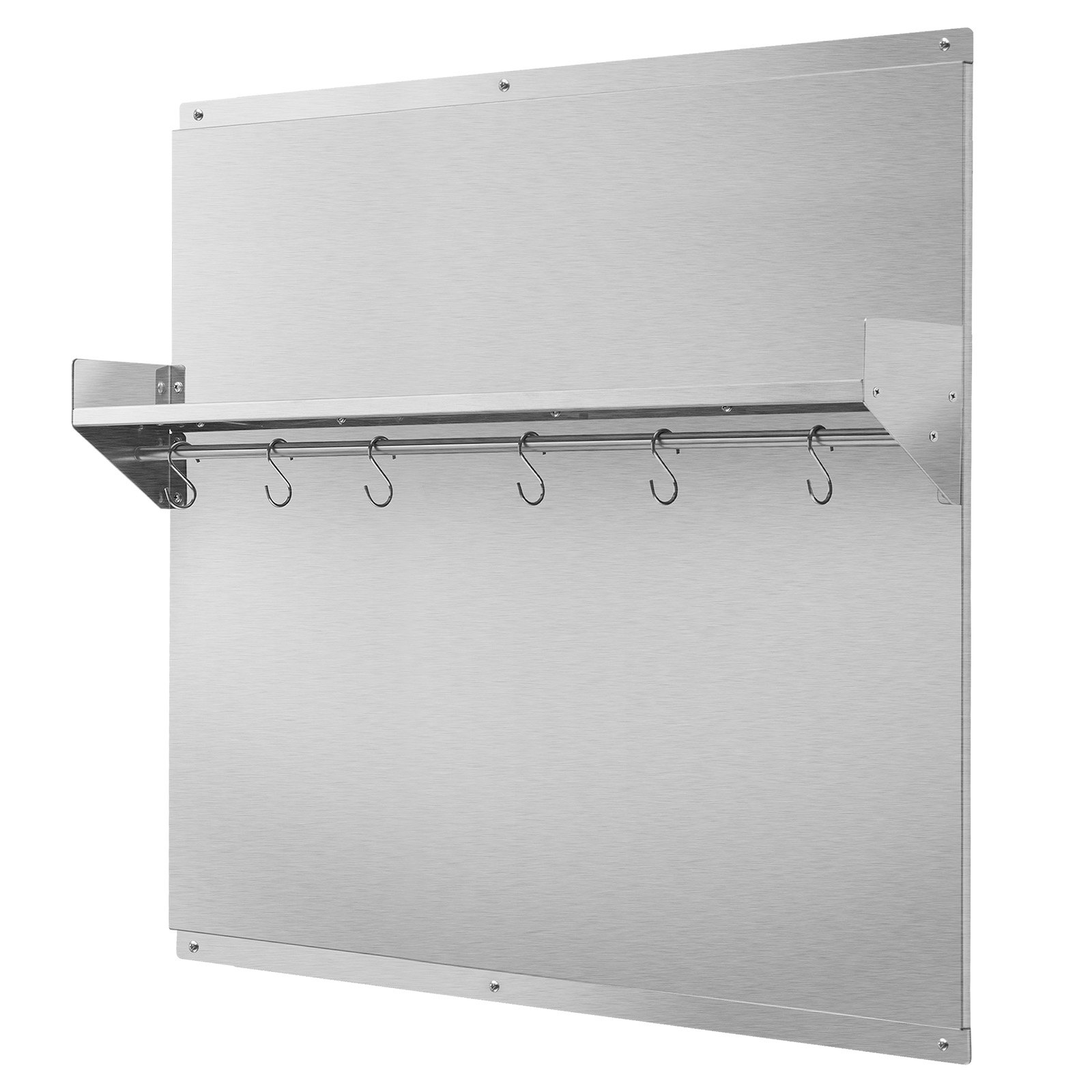 VEVOR Protector contra Salpicaduras 910 x 760 mm, Panel Antisalpicaduras de Acero Inoxidable, con Estante de Almacenamiento y Soporte para Colgar, Orificios Pretaladrados, para Campana Extractora
