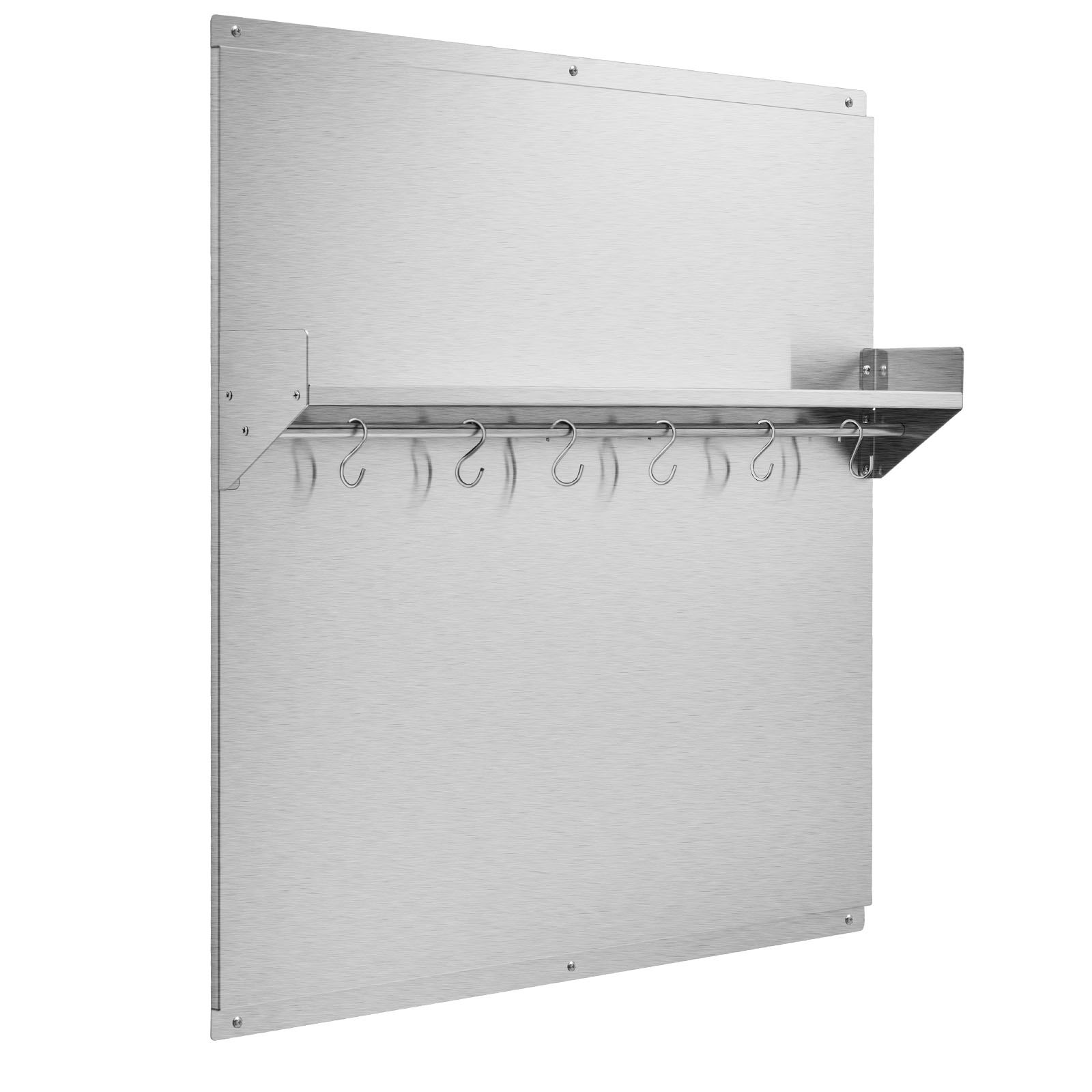 VEVOR Protector contra Salpicaduras 760 x 760 mm, Panel Antisalpicaduras de Acero Inoxidable, con Estante de Almacenamiento y Soporte para Colgar, Orificios Pretaladrados, para Campana Extractora