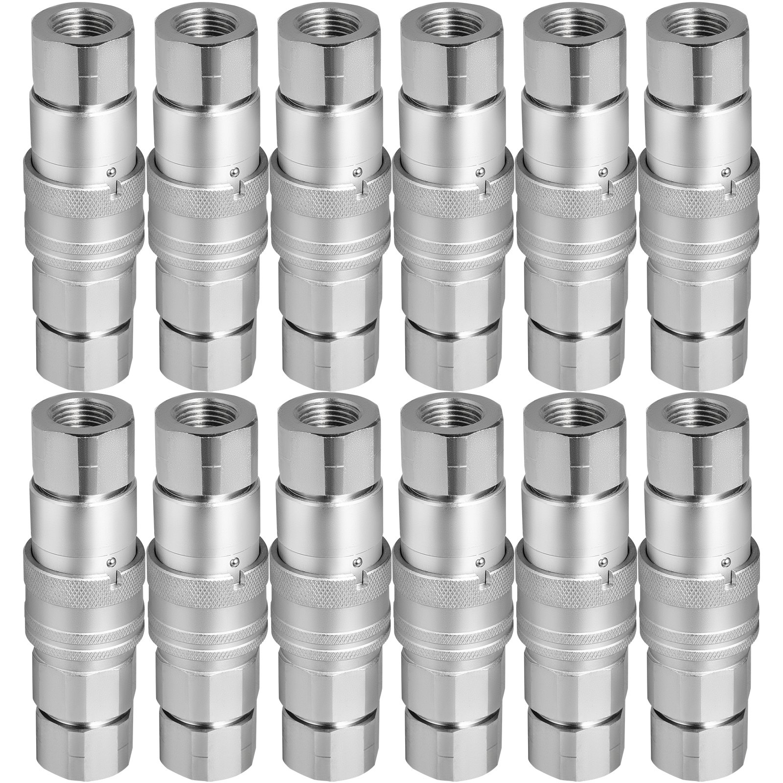 VEVOR Compact Loader Hydraulic Quick Coupling, 1/2-inch Body, Hydraulic Coupling, 1/2-inch NPT Hydraulic Coupling, Quick Coupling, 2 Pairs, Hydraulic Quick Coupling, 27.6 MPa (ISO 16028) (12 Pairs)