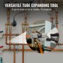 VEVOR Expansor Hidráulico de Tubos HAVC de 3/8" a 1-1/8" Kit de Estirador de Tuberías con 7 Cabezales de Expansión Herramienta Desbarbadora Cortatubos para Tubos de Cobre Aluminio Latón Acero Blando