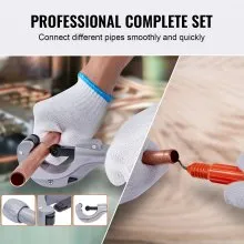 VEVOR Expansor Hidráulico de Tubos HAVC de 3/8" a 1-1/8" Kit de Estirador de Tuberías con 7 Cabezales de Expansión Herramienta Desbarbadora Cortatubos para Tubos de Cobre Aluminio Latón Acero Blando