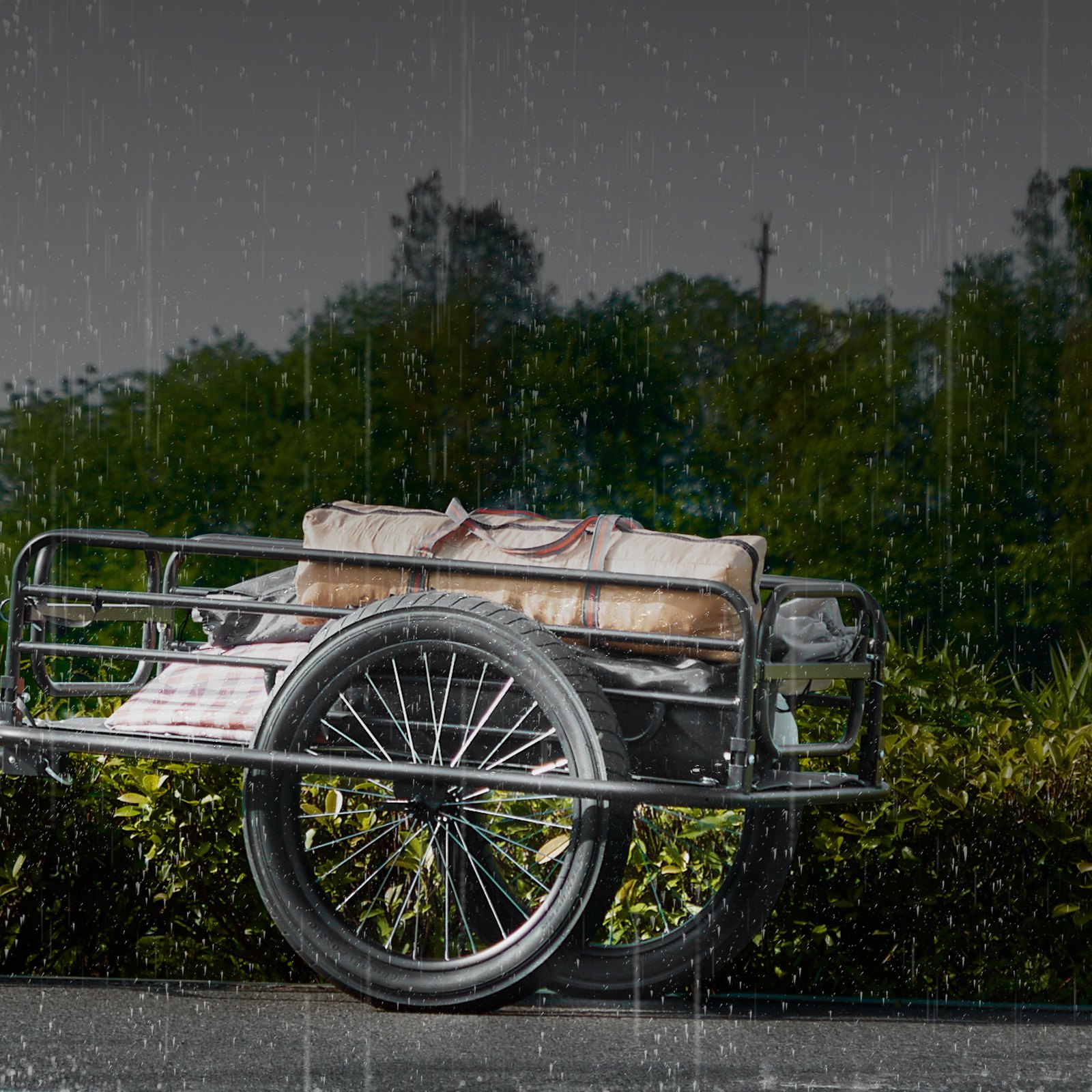 VEVOR Remolque para Bicicleta Carga de 125 kg Carro para Bicicleta Almacenamiento Compacto Plegable Liberación Rápida Ruedas de 508 mm Se Adapta a Mayoría de Ruedas de Bicicleta de Acero al Carbono